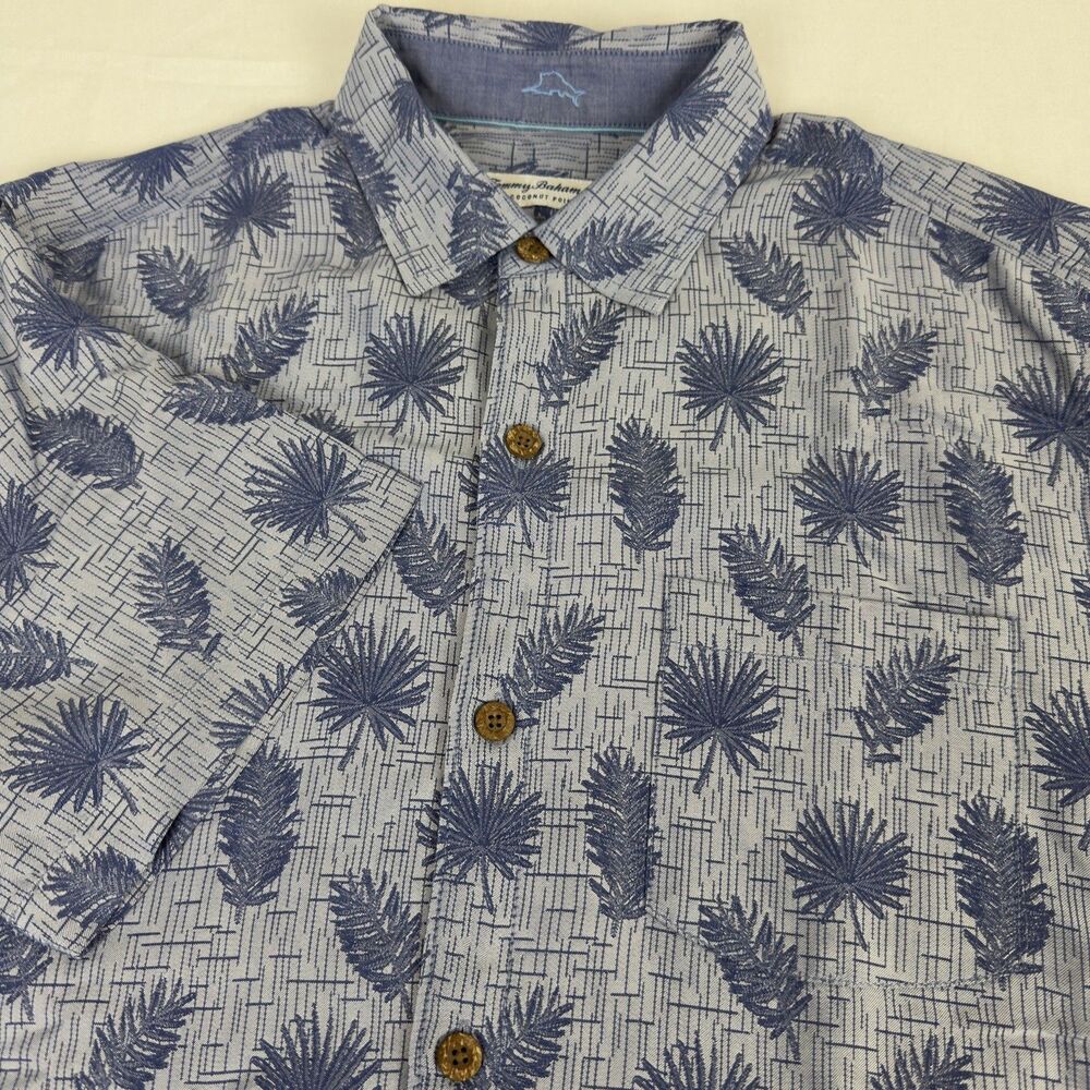 Tommy Bahama The Coconut Point Medium Hawaiian Style Shirt Blue Floral CoolMax